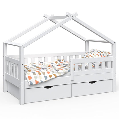 VitaliSpa House bed Design, White, 80x160 cm with 2 drawers