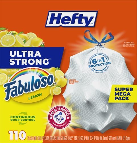 Hefty Ultra Strong 13 Gallon Trash Bags, Tall Kitchen Trash Bags 13 Gallon Size