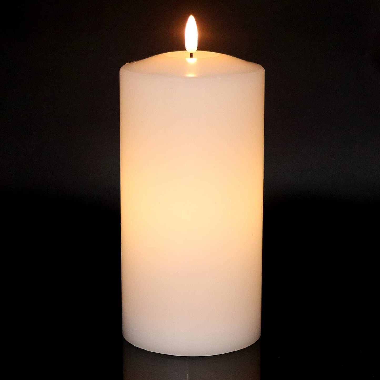 DRomance Large White Flameless Candle Battery Operated with 6 Hour Timer, Real Wax Flickering LED Candle Indoor Wedding Dinner Christmas Decor(4" x 9")