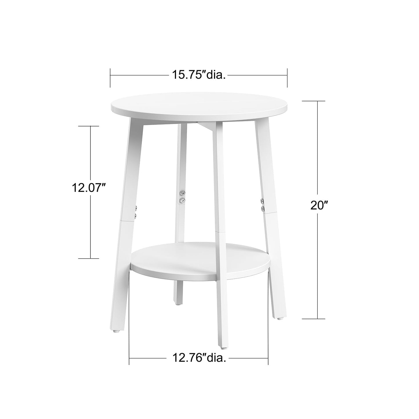 sthmec Side Table, Small Round End Table with Storage Shelf for Small Space, 2-Tier Bedside Table Sofa Couch Table, Round Accent Table Nighstands for Living Room, Bedroom,White