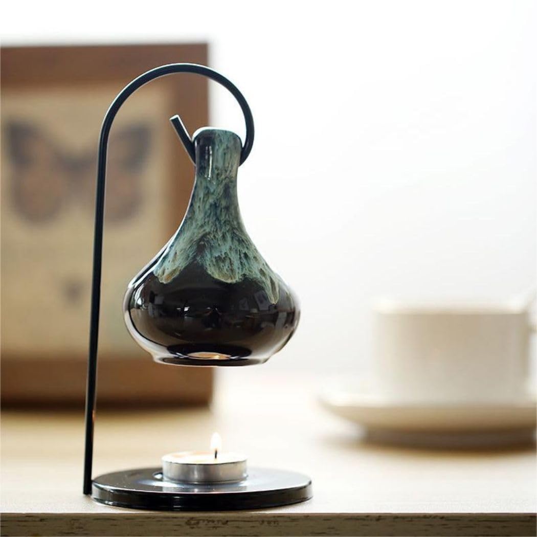 Warmself Tear Drop Essential Oil Burner Wax Melt Burners, Aromatherapy Aroma Burner Ceramic Oil Diffuser Candle Tealight Holder Home Bedroom Decor-C1