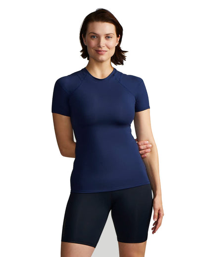 Tommie Copper Women's Dark Navy Short Sleeve Compression Shirt, XL, Shoulder Support for Female Adults