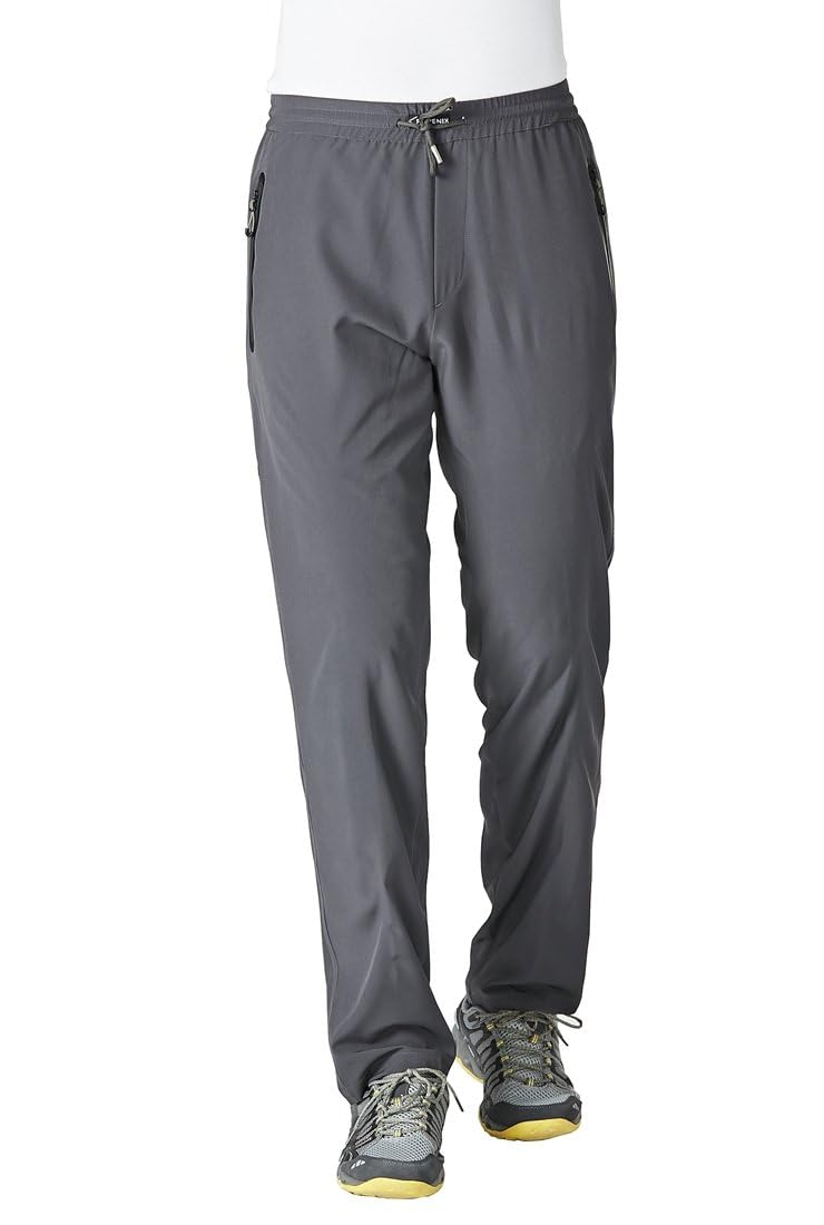 Rdruko Men's Sweat Pants Lightweight Casual Workout Gym Jogger Hiking Track Sports Athletic with Zipper Pockets(Dark Grey, US L)