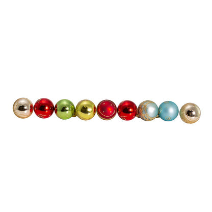 Kurt Adler Petite Treasures Multi Color Ball Christmas Ornament, Set of 9, 1 inch (C1899)