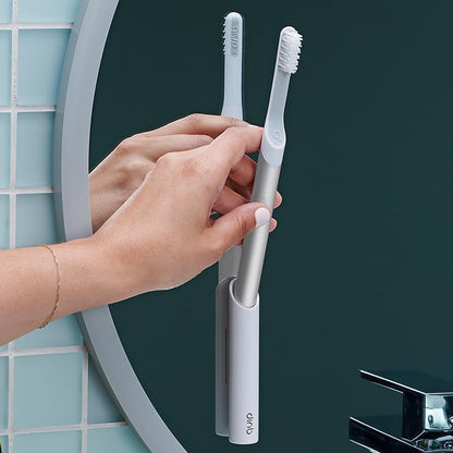 Quip Metal Sonic Electric Toothbrush for Adults - Time Travel & Soft Bristles with Travel Case & Replacement Brush Head - 3 Month Battery Life - Indigo