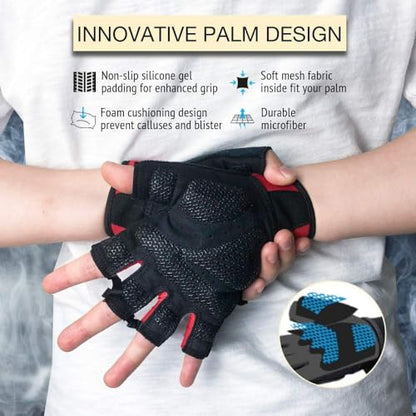 ATERCEL Workout Gloves for Men and Women, Exercise Gloves for Weight Lifting, Cycling, Gym, Training, Breathable and Snug fit