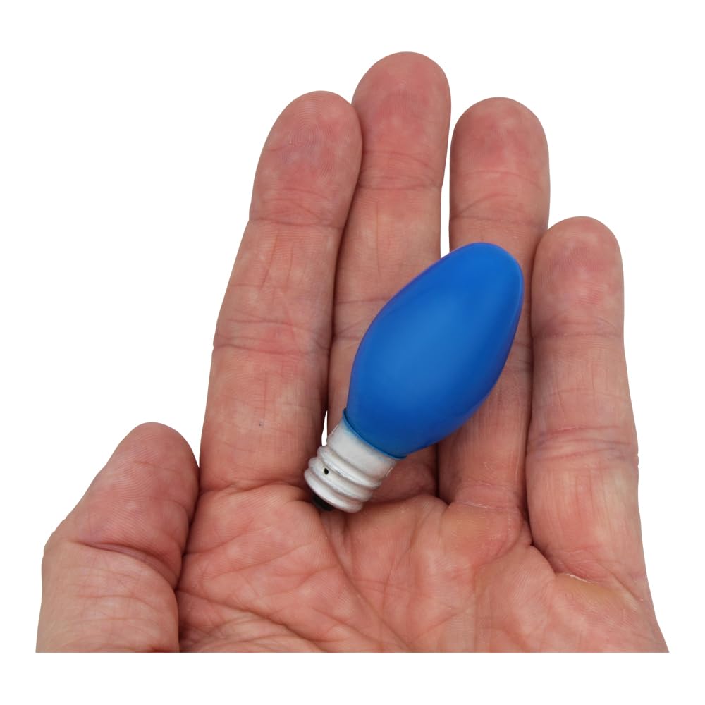 lumenivo 4W Replacement C7 Ceramic Blue Bulb 120V Incandescent Light Bulb for Holiday Decor, Small Night Light, Baby Showers, Christmas Bulbs - E12 Candelabra Base - 2 Pack