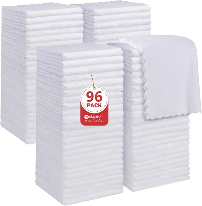 Orighty Washcloths 96 Pack, Ultra Soft Face Cloths 12 x 12 inch, Absorbent &