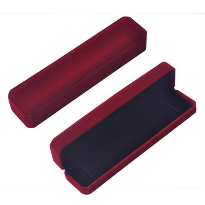 iSuperb 2 Pcs Long Red Velvet Necklace Box Chain Bracelet Boxes Cases 8.7x1.6x2inch Jewelry Display Storage Gift Box