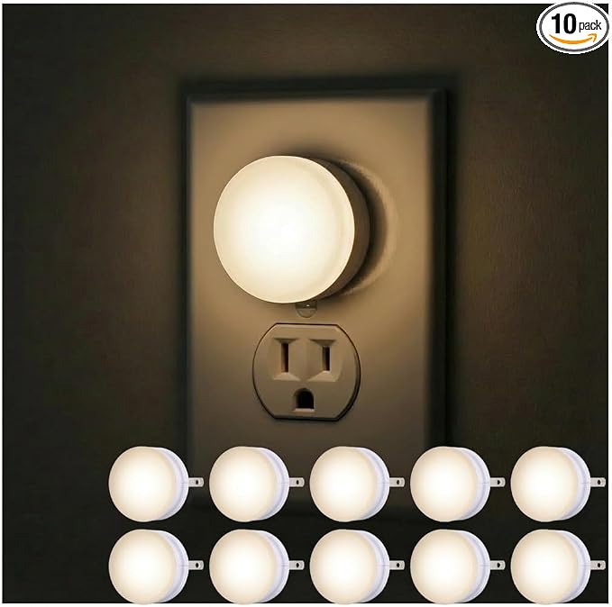 Lights by Night, LED Night Lights Plug Into Wall, 10-Pack, Dusk to Dawn Auto On/Off Sensor, Soft White, Plug In Nightlight Perfect for Adults, Kids, Bedroom, Bathroom, Hallway, Kitchen