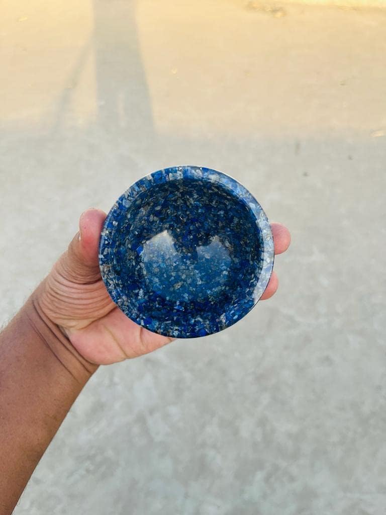 Lapis Lazuli Crystal Bowl Orgone Handmade for Cleansing, Charging, Smudging, Healing, Decoration or Gift - Crystals Holder 2.75-3 Inches