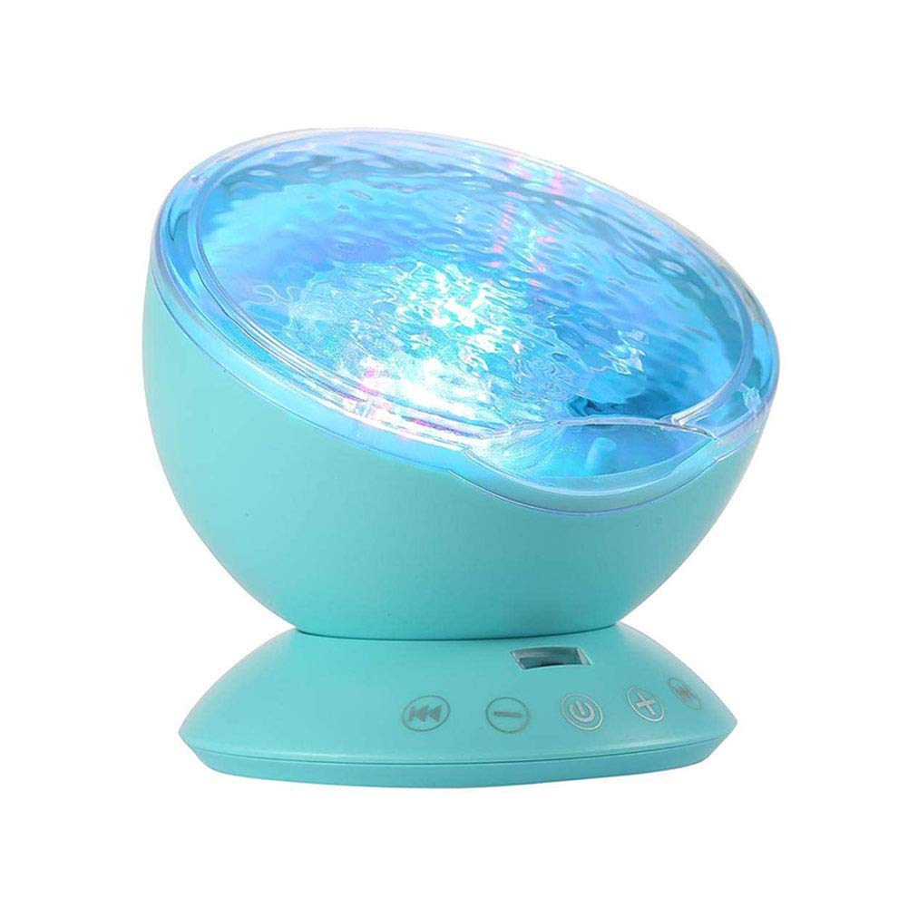 TOMNEW Night Light Projector, Ocean Wave Night Light for Kids Room, Remote and Timer, Dimmable 7 Light Modes and Bulit-in Sound Machine, Mermaid Decor Birthday Christmas Gifts (Blue)