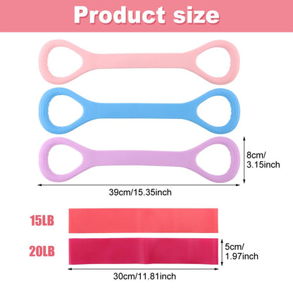 3pcs Figure 8 Fitness Resistance Band Elastic Bands for Working Out Elastic Rope Stretch Fitness Band Training Exercise Bands for Women Yoga