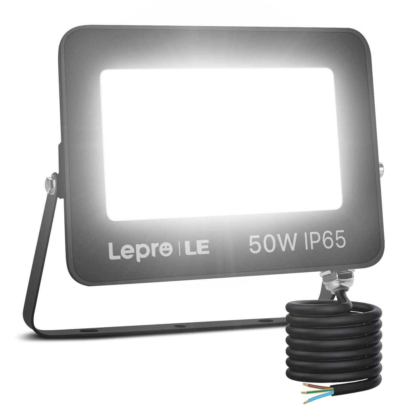 Lepro 50W Led Floodlight Outdoor, 5000lm LED Security Lights, 350W Incandescent Lamp Equivalent, Waterproof IP65, Daylight White Outdoor Lights for Garden Backyard [Without Sensor]