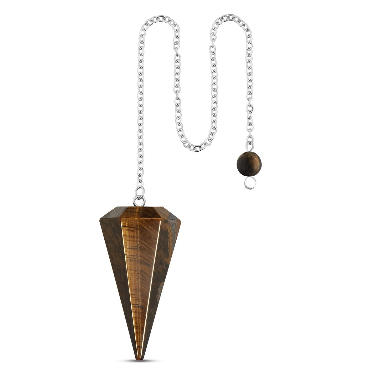 ZHIYUXI Tigers Eye Pendulum Crystal Witchcraft Supplies Reiki Supplies Brown Crystal Pendulum Necklace Dowsing Divination Tools Pendulos De Energia