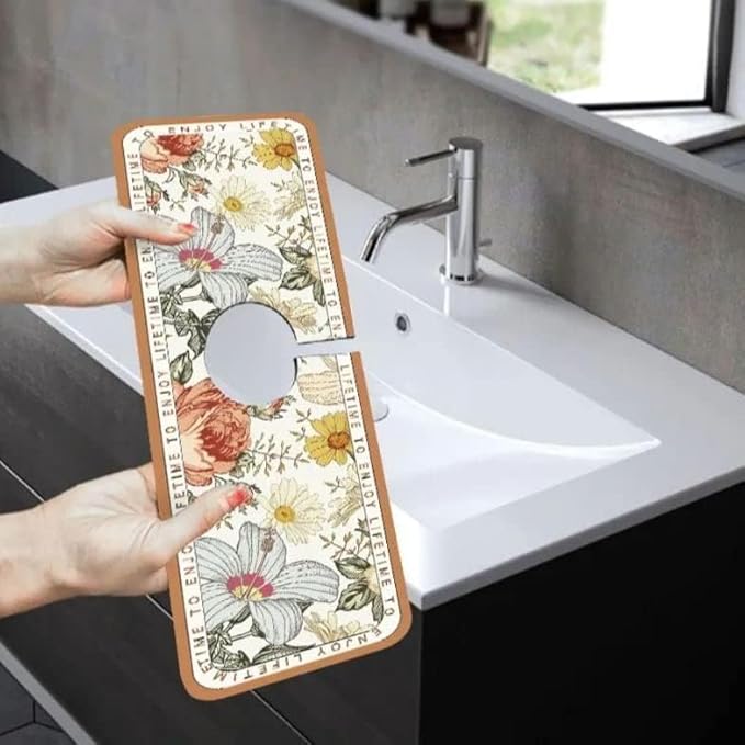2pcs Fantasy Style Faucet Draining Mat, Faucet Absorbent Mat