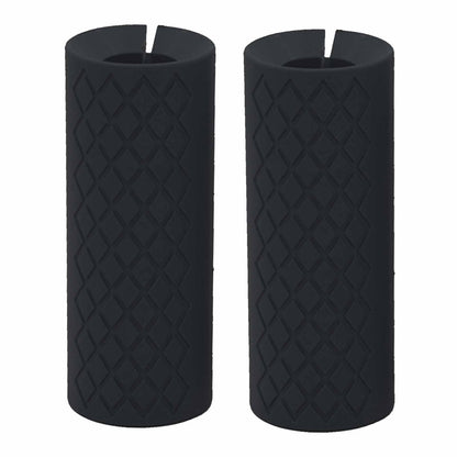 AIKESIWAY Thick Dumbbell & Barbell Grips for Weightlifting - High-Density Silicone Rubber, Non-Slip Gym Grips for Muscle Growth, Hand Stress Relief, Arm Blaster Adapter (1 Pair) (Black)
