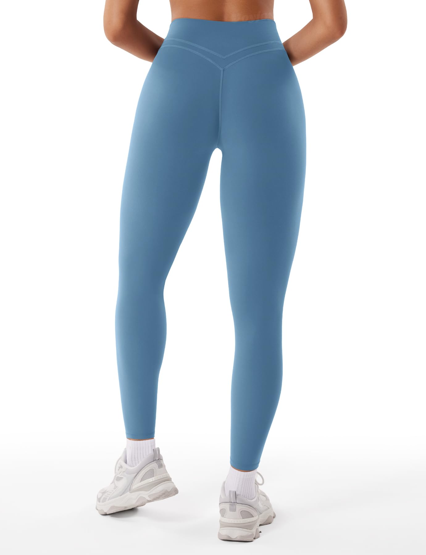 VOYJOY Womens Scrunch Workout Leggings Compression Butt Lifting Mid High Waist 26 Inches Seamless V Back Yoga Pants