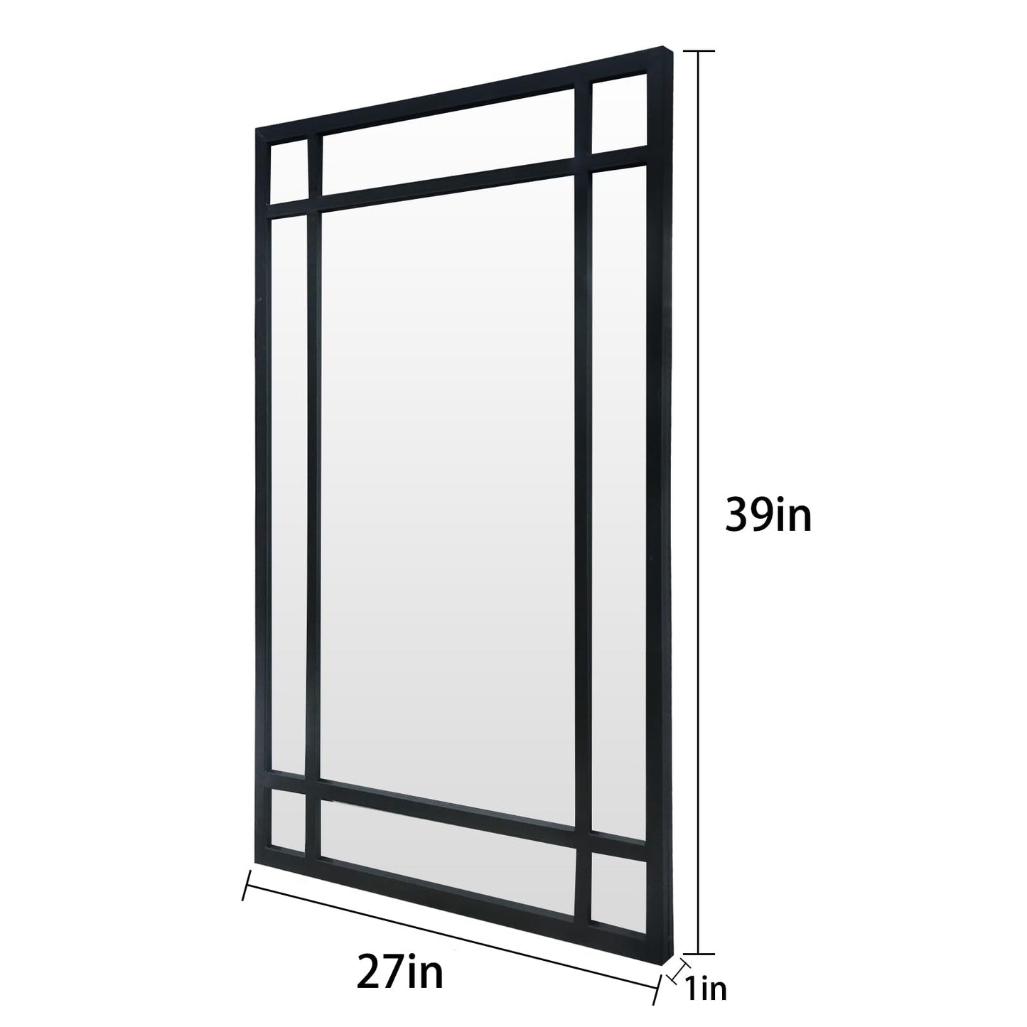 HQiJun Black Rectangle Mirror, Farmhouse Decorative Wall Mirror for Entryway, Living Room, Bedroom, Hallway, Fireplace, Accent Wall Decor (Black1, 39'' x 27'')
