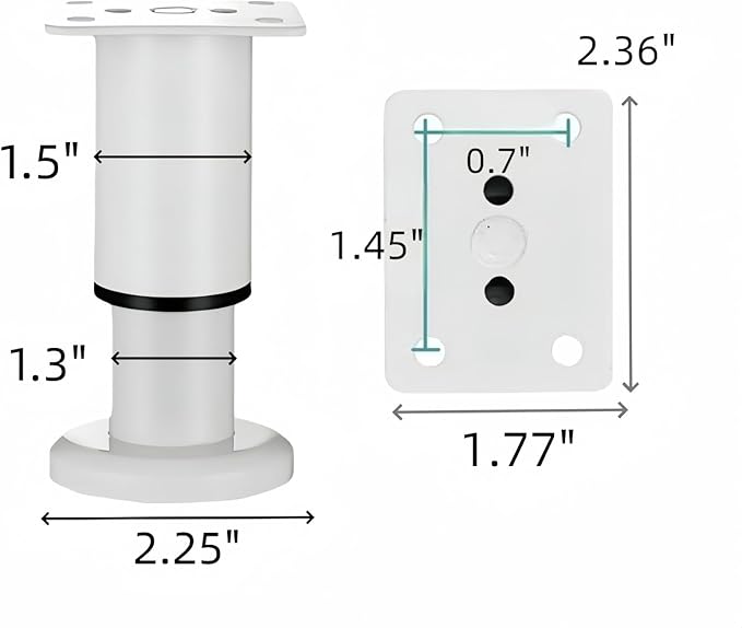4PCS Adjustable 3.1-4.7 Inch Metal Furniture Legs White Furniture Replacement