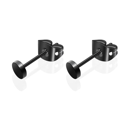 Artskin Titanium Flat Dot Stud Earrings for Women Men Girls Hypoallergenic Nickel Free Earrings 5mm Black Round Disc Earrings for Sensitive Ears (5mm, Black)