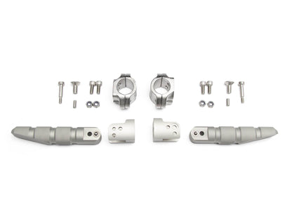 AltRider Universal Highway Pegs for Crash Bars Compatible With 1 Inch (25 mm) Diameter Bars - Heavy Duty, Rust-Resistant Motorcycle Foot Pegs with Non-Slip Clamp – Ideal for Long Rides - Silver