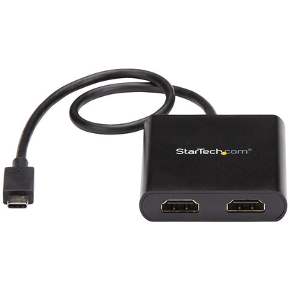 StarTech.com USB-C to Dual HDMI Adapter, USB Type-C Multi-Monitor MST Hub, Dual 4K 30Hz/1080p 60Hz HDMI Laptop Display Extender/Splitter, Extra-Long Built-In Cable, Windows Only (MSTCDP122HD)