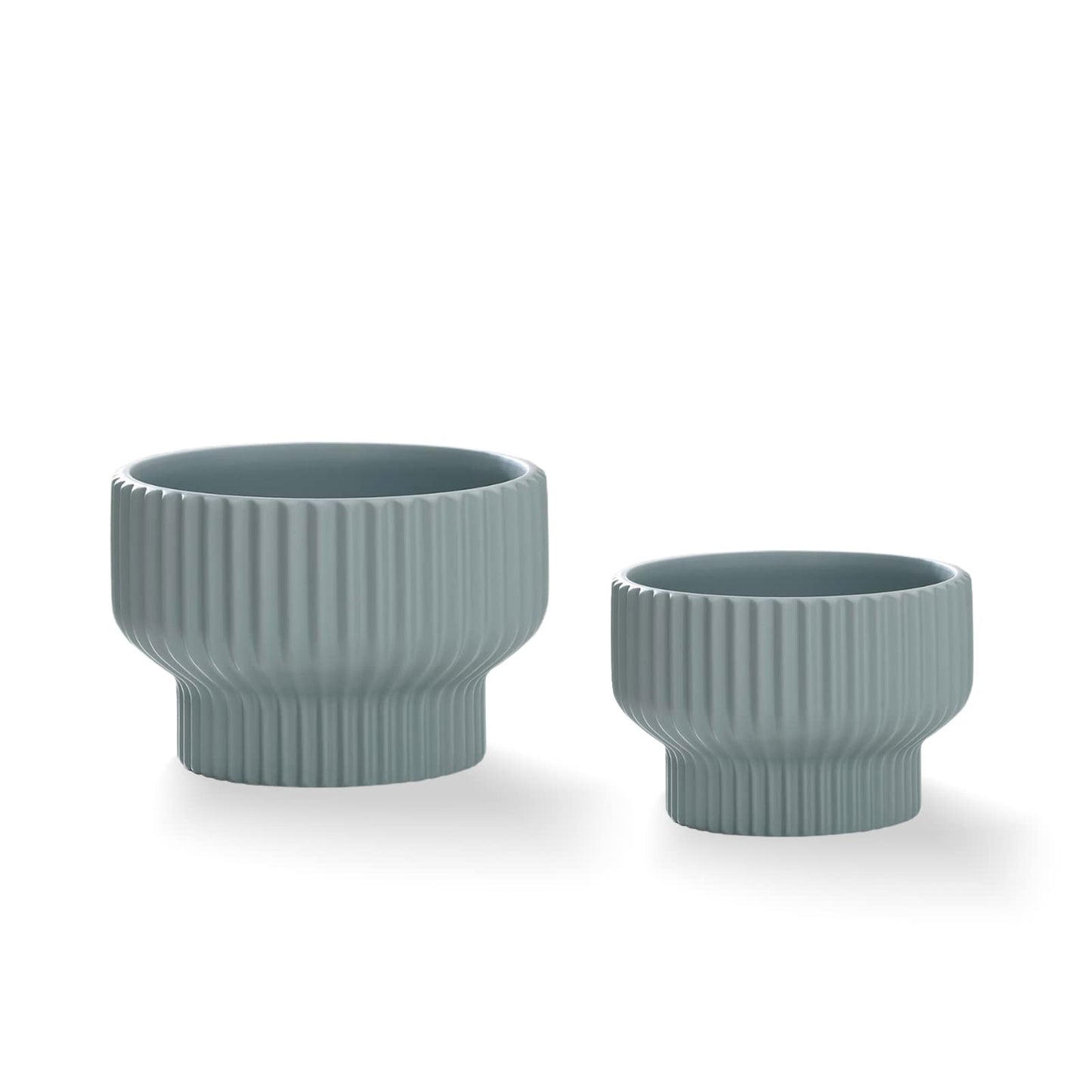 Puoyik 2 Piece Set of Flower Pots 8/6 inches, Ceramic Flower Pots with Drainage Holes, Indoor and Outdoor Plant Flower Planter (7.8/5.9 Blue)
