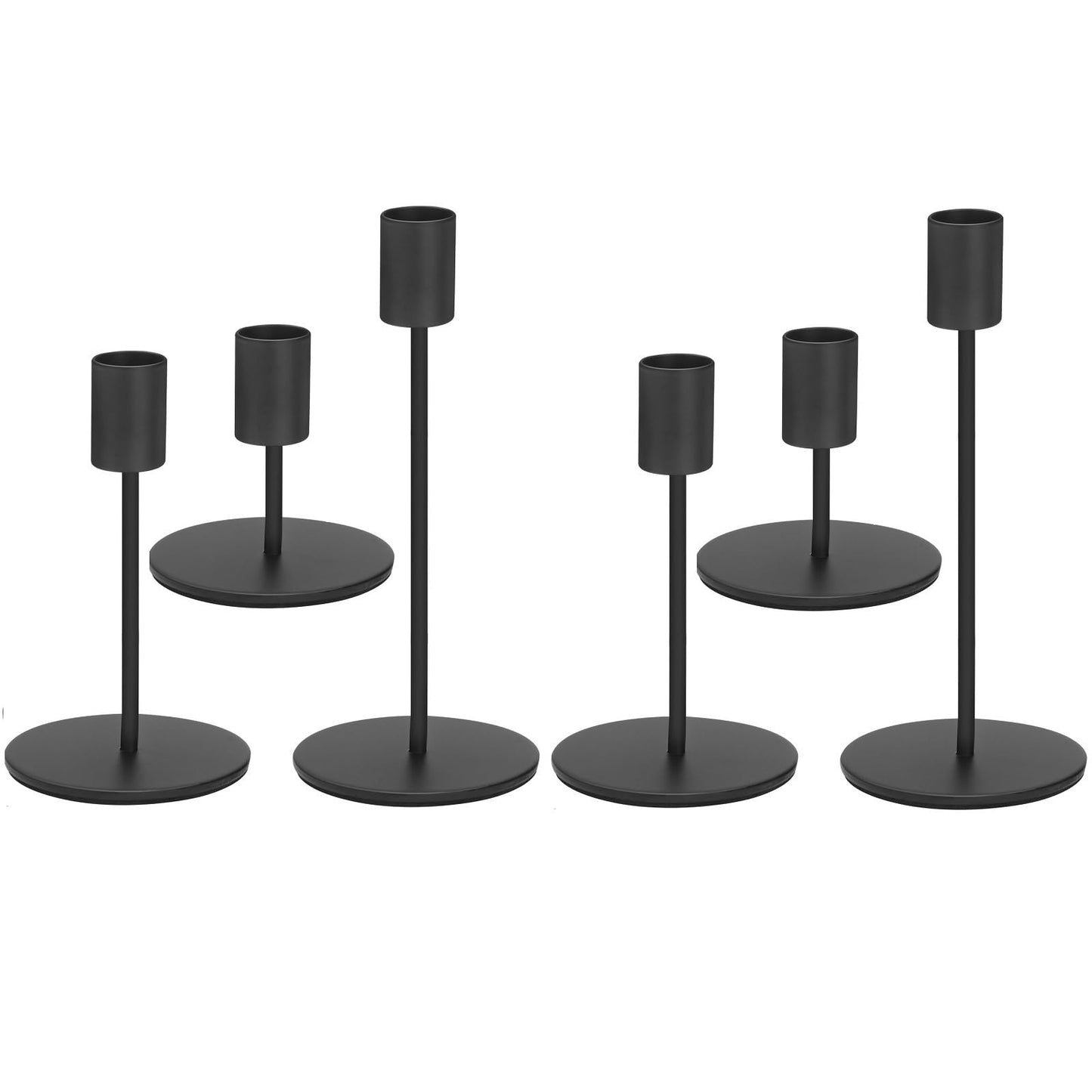 Anndason Set of 6 Black Candlestick Holders - Decorative for Home Decor, Wedding, Dining, Party, Anniversary