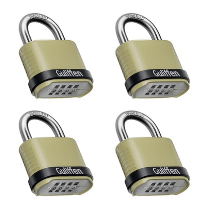 Guliffen Outdoor Combination Lock, Heavy Duty Weatherproof Combination Padlock, 4 Pack Resettable Combination Lock for Locker, Shed, Garage, Gate, Fence