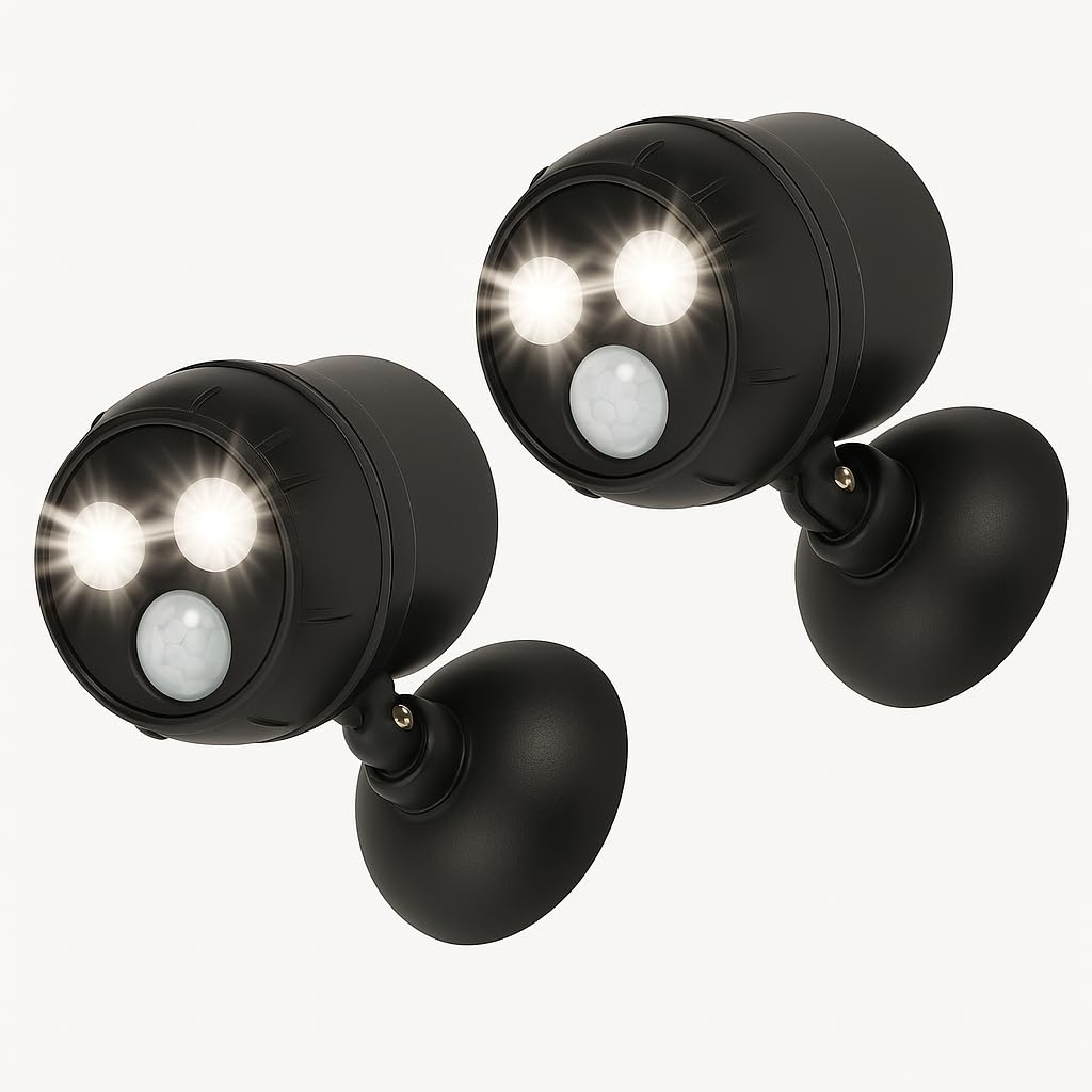 Proxinova Outdoor LED Security Lights, Motion Sensor Lights Outdoor, Outdoor Lights Battery Powered, PIR Sensor, Bright LED Floodlight Battery Powered Outdoor Lights, Compact & Easy Fit, 2 Pack