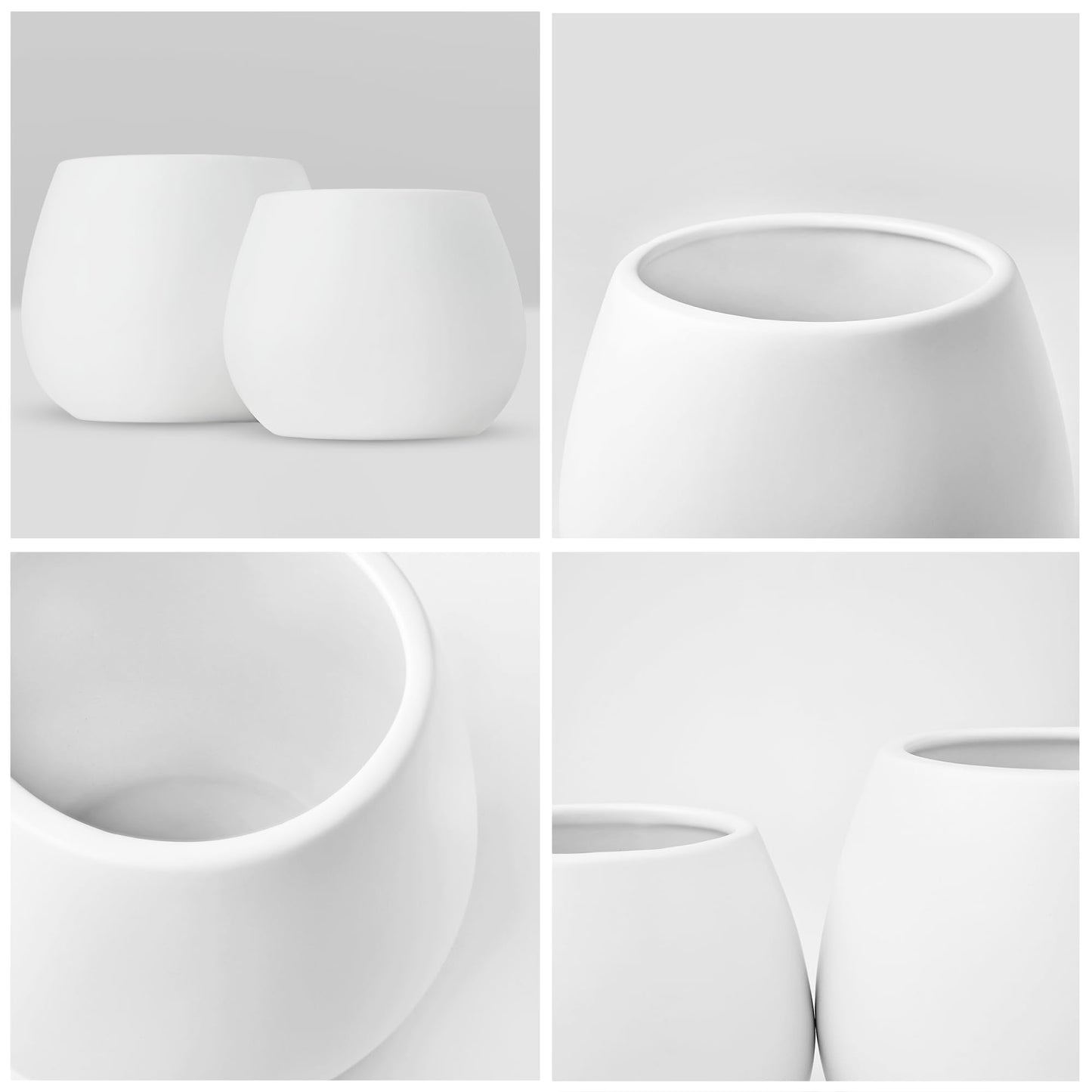 Kate Sleek Matte White Plant Pot Indoor, 5 Inch Pot for Plants, Lightweight, Minimal Style, Tabletop Decorative Garden Pot at Living Room, Work Desk, Ceramic Cachepot for Indoor Plants, Faux Flower
