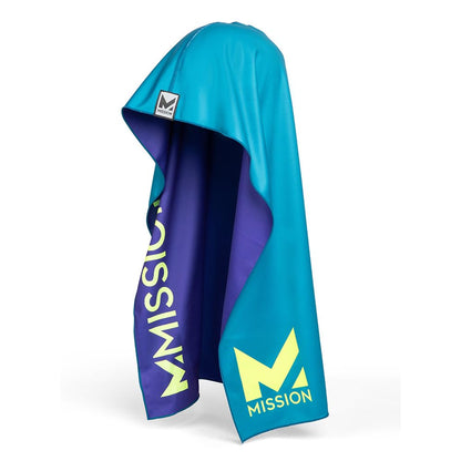MISSION Reversible Cooling Hoodie Towel- Hood Towel, Cools Instantly When Wet, UPF 50 Sun Protection, Contours Your Head to Stay in Place, Great for Sports, Fitness, Gym (Teal Purple)