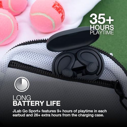 JLab Go Air Sport+ Running Headphones - True Wireless Headphones Bluetooth, Hook Over Ear Earbuds for Sports & Gym, 35+ H Playtime In Ear Buds, IP55 Sweat-Resistant, Be Aware Mode, Graphite