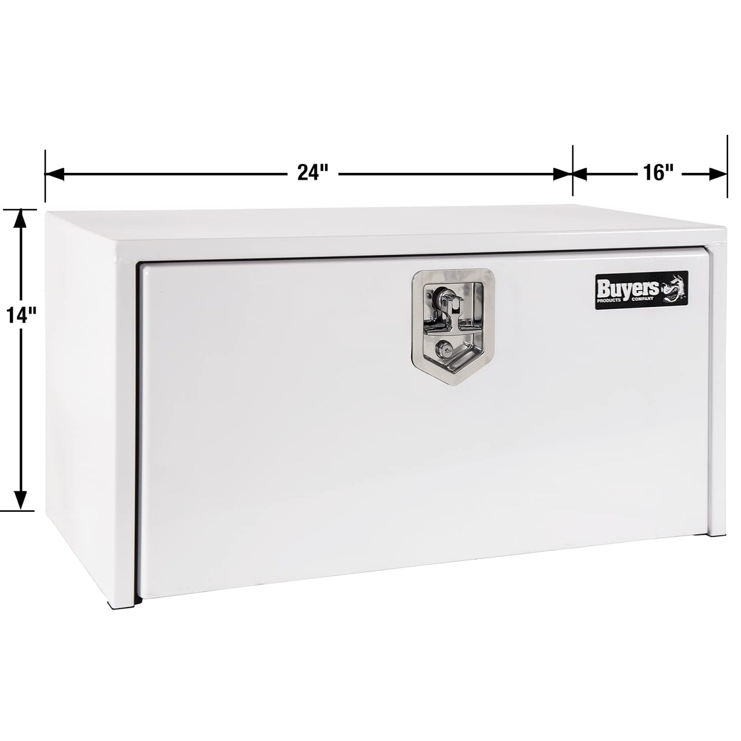 Buyers Products 1703400 White Steel Underbody Truck Tool Box, 14 x 16 x 24, Made in USA, 14 Ga Steel, Locking Stainless Latch, Weather-Resistant, Powder-Coated, Secure Storage for Work Trucks