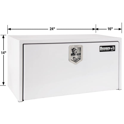 Buyers Products 1703400 White Steel Underbody Truck Tool Box, 14 x 16 x 24, Made in USA, 14 Ga Steel, Locking Stainless Latch, Weather-Resistant, Powder-Coated, Secure Storage for Work Trucks
