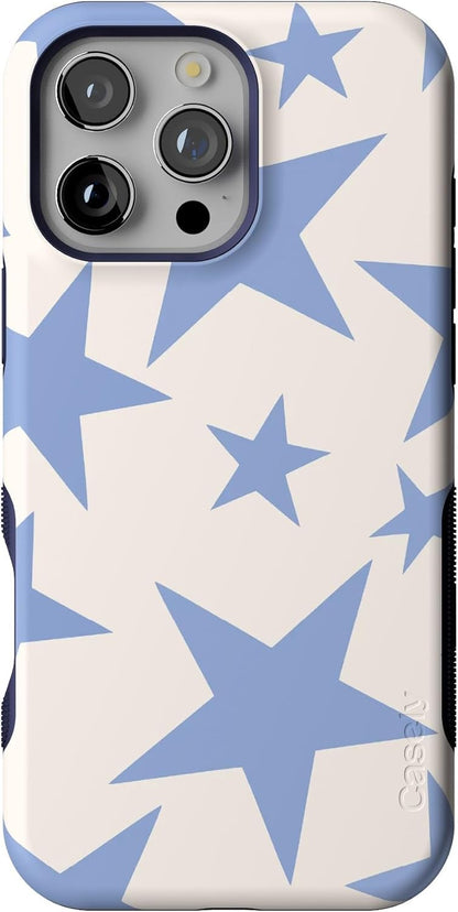 Casely iPhone 16 Pro Max Case | Blue Stripes | Sunday Best | Compatible with MagSafe | Bold Protective Design