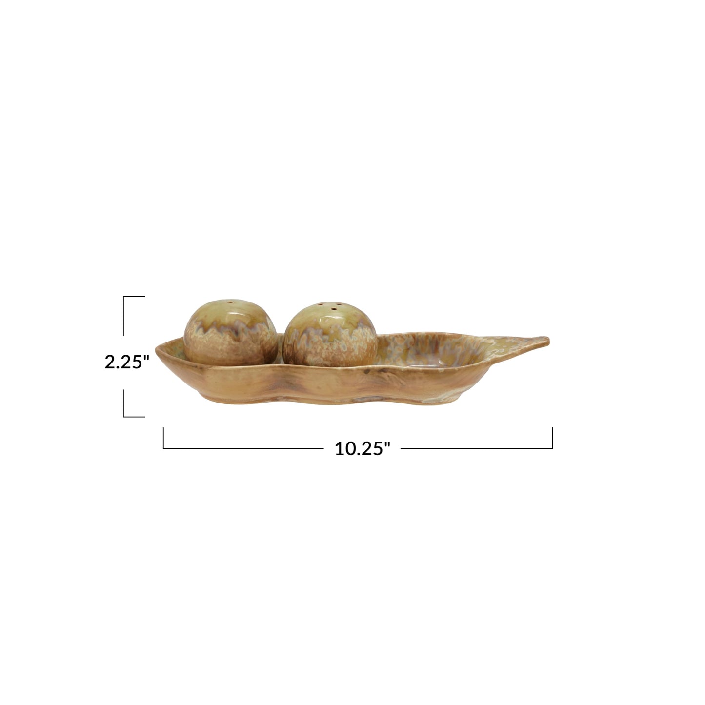 Creative Co-Op Stoneware Pea Shaped Salt & Pepper Shaker Set
