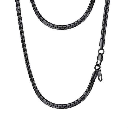 PROSTEEL Black Chain Necklaces Mens Jewelry Gothic Flat Link Chain Necklace