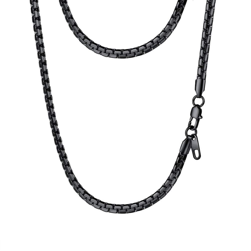 PROSTEEL Mens Black Chain Goth Jewelry Minimalist Flat Chain Necklace Chains