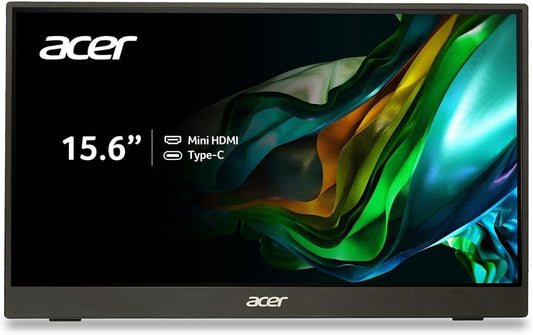 Acer PM161Q Bbmiuux 15.6" Full HD 1920 x 1080 IPS Business Slim Portable Monitor | AMD FreeSync | External Monitor for Laptop PC Mac I Two 1W Speakers | 2 - USB 3.1 Type-C Ports & 1 - Mini HDMI
