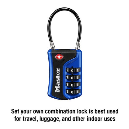 Master Lock 4697D Set Your Own Combination TSA Approved Luggage Lock, 1 Pack, Colors May Vary