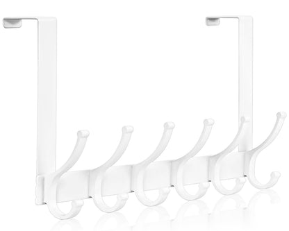 Optish Over The Door Hooks, Door Hanger Hooks for Hanging, Over The Doors Towel Racks for Bathroom, Coat Rack Dorm Essentials (1Pack, White, Fit 1-3/4" Doors)