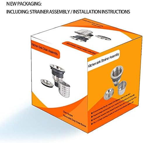 3-1/2 Inch Sink Drain Assembly Kit, Removable Deep Sink Strainer Basket
