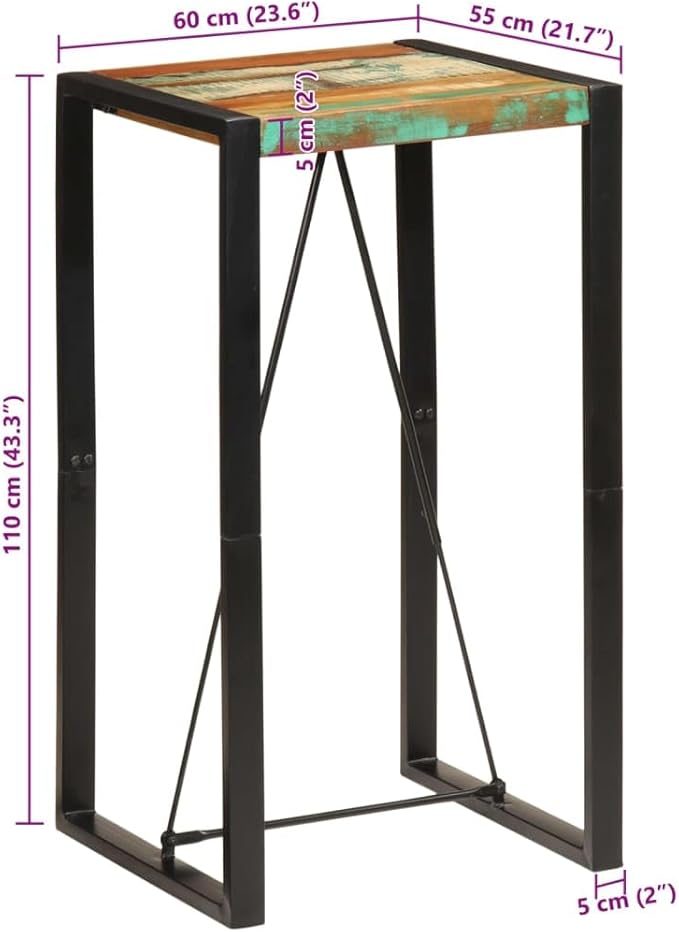 SKM Bar Table 60x55x110 cm Solid Wood Reclaimed