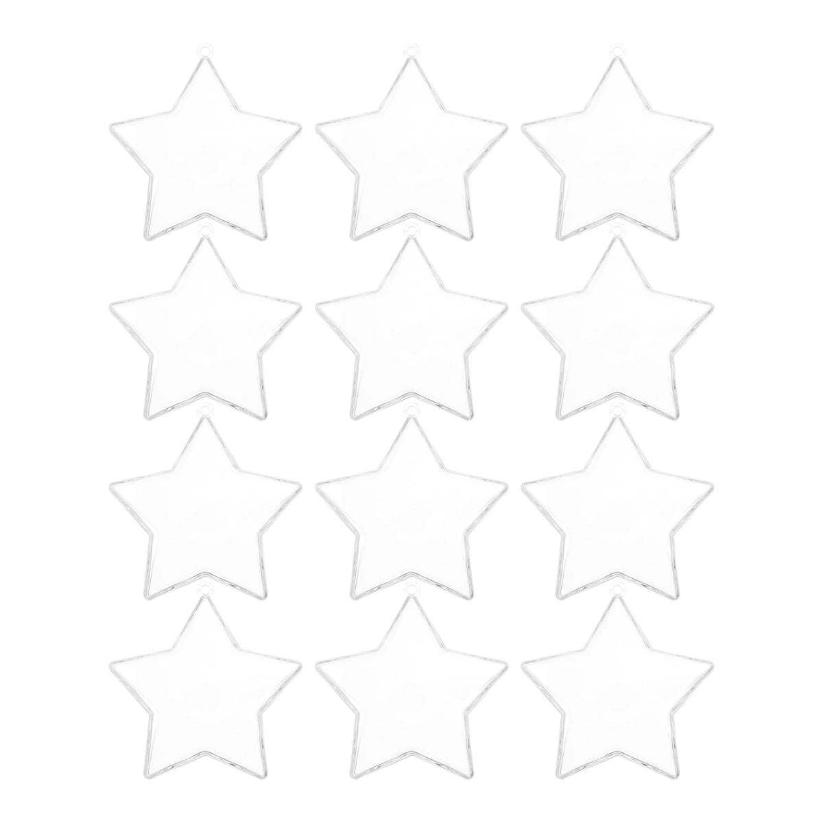 SOLUSTRE 12PCS Transparent Plastic Fillable Ornaments Ball Stars Penta Clear Fillable Ornaments DIY Craft Hanging Christmas Ball for Home Wedding Party Xmas Decoration
