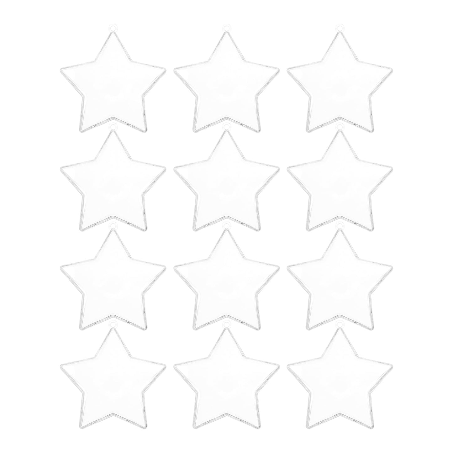 SOLUSTRE 12PCS Transparent Plastic Fillable Ornaments Ball Stars Penta Clear Fillable Ornaments DIY Craft Hanging Christmas Ball for Home Wedding Party Xmas Decoration