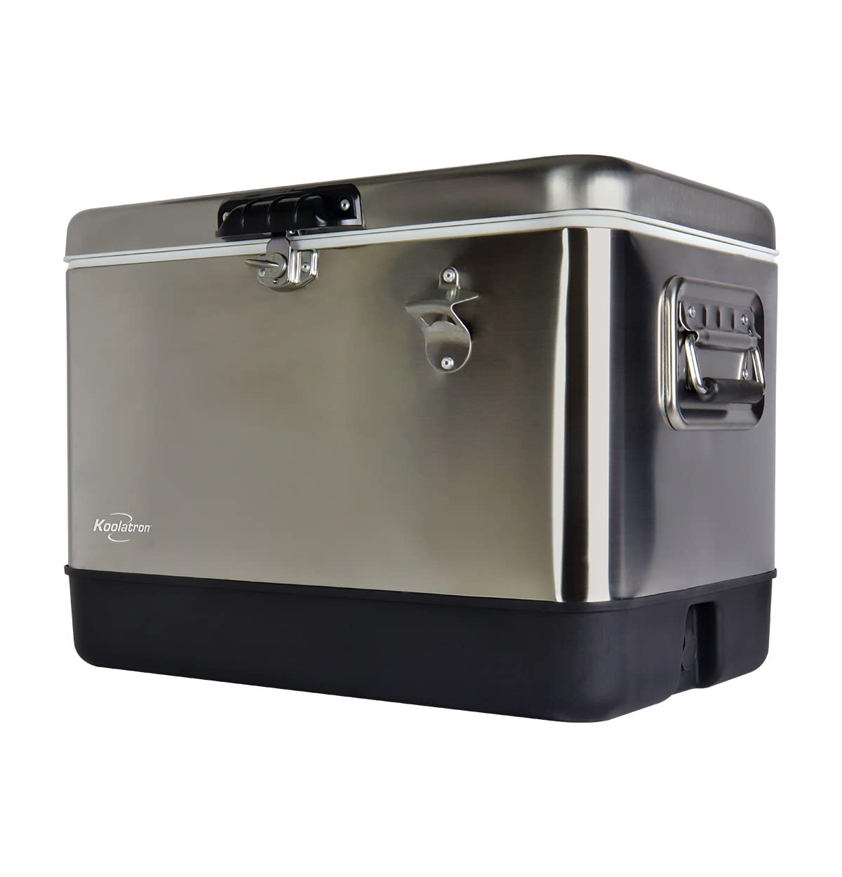 Koolatron Ice Chest Cooler - Portable Ice Bucket with Bottle Opener, Vintage Style, Insulated for Camping, Beach, Picnic, RV, BBQs, Tailgating, Fishing, Stainless Steel 85 Can Ice Box, 51L (54 qt)