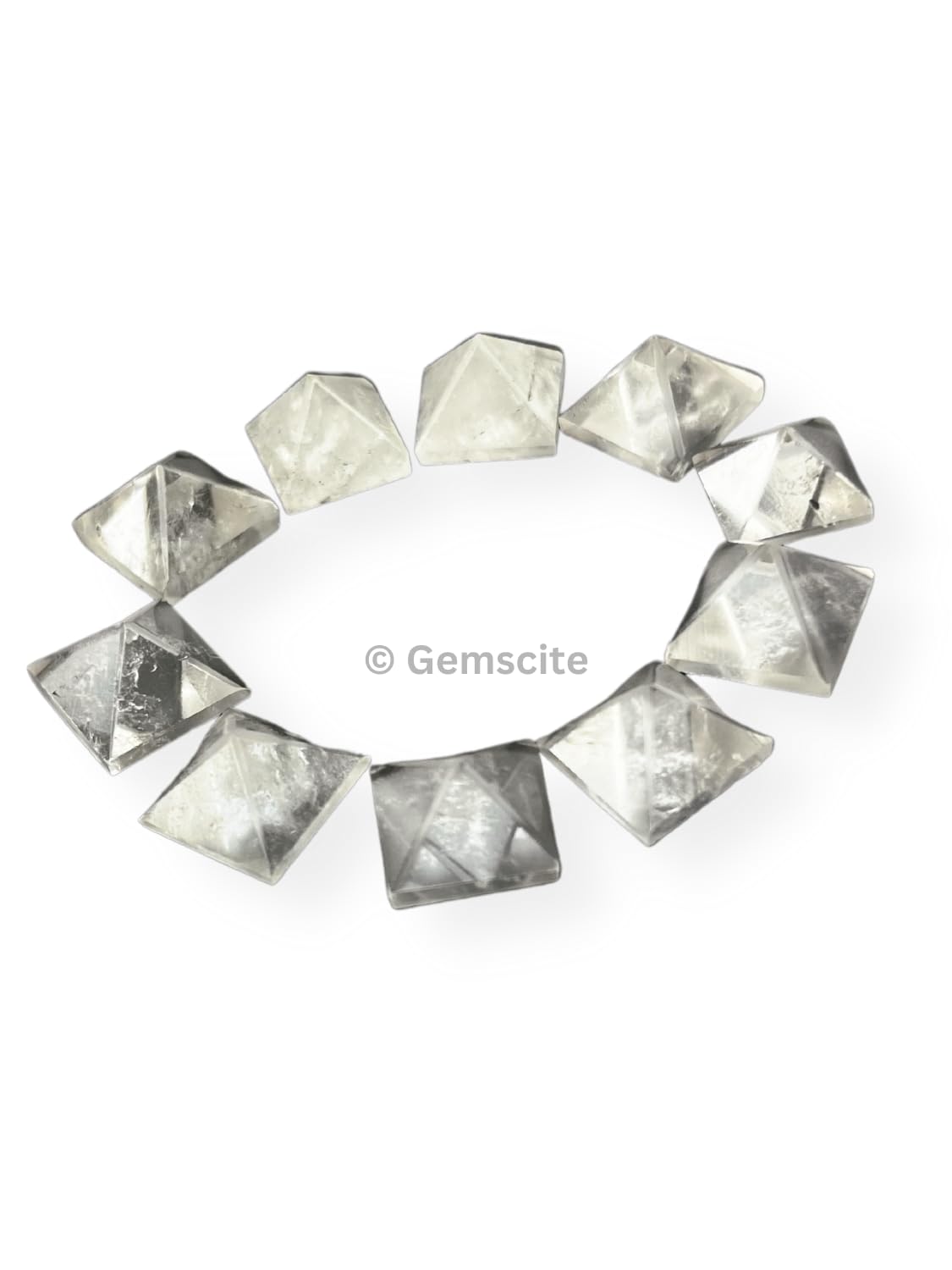 WholesaleGemShop Beautiful Lot of 10 Pieces Clear Crystal Quartz Gemstone Pyramids for Crystal Reiki Vaastu Healing