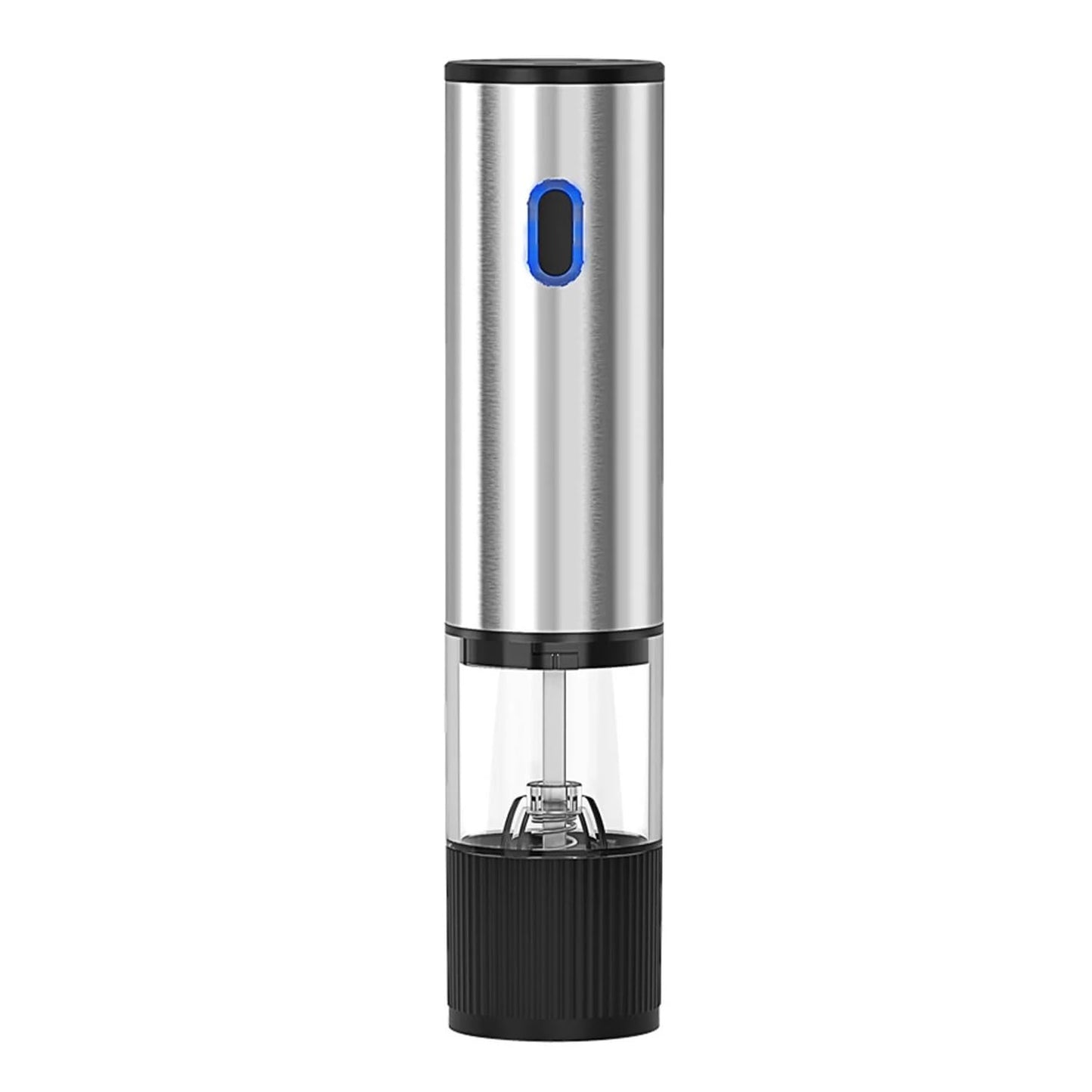 Electric Salt and Pepper Grinder, USB Rechargeable with Ceramic Grinding Mechanism, Adjustable Coarseness, One-Touch Operation, Stainless Steel and Black